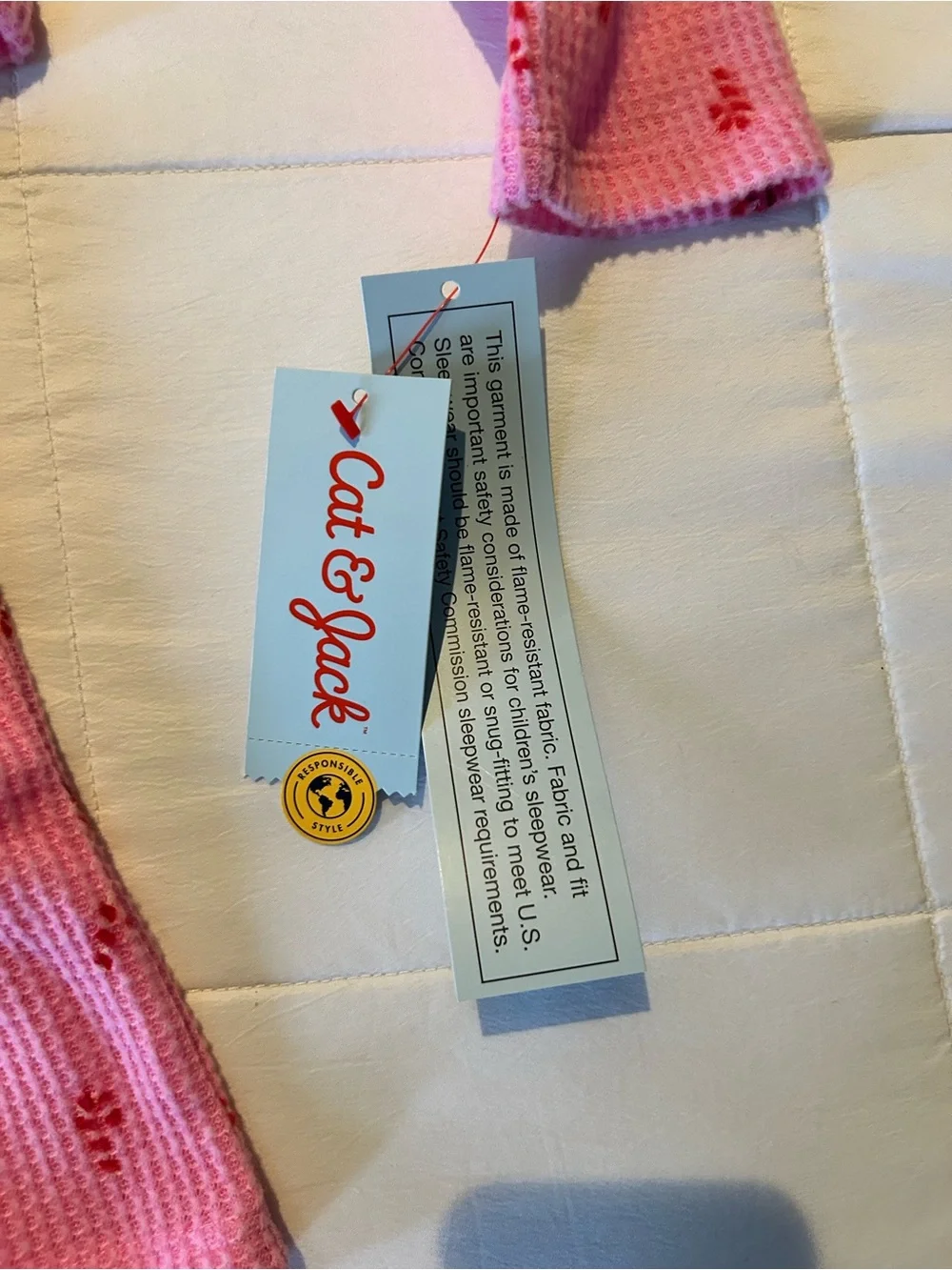 Cat & Jack Pink Candy Cane Thermal Pajama Set - Long Sleeve Top & Shorts
